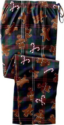 KingSize Men's Big & Tall Novelty Print Flannel Pajama pants - Big - 6XL, Gingerbread Man Plaid Black Pajama Bottoms