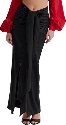 Arla Draped Stretch Silk Maxi Skirt