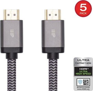 Monoprice 8K Braided HDMI 2.1 Cable - 15 Feet - Black (5 Pack) Certified Ultra High Speed, 8k@60Hz, 48Gbps, Compatible With Sony PS5 / PS5 Digital