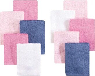 Baby Girl Rayon from Bamboo Luxurious Washcloths, Pink Denim 10-Pk, One Size