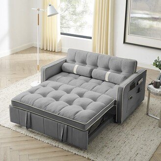TiramisuBest Adjsutable Pull-Out Sleep Sofa Bed 2 Seater Couch with Lumbar Pillows