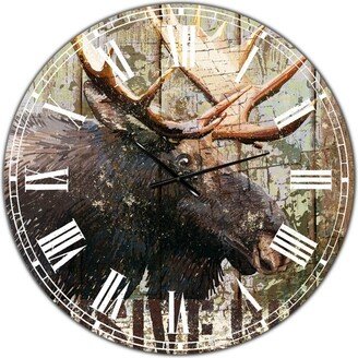 Designart Open Season Moose Oversized Traditional Wall Clock - 36 x 36