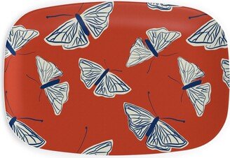 Serving Platters: Moths - Rust Serving Platter, Red