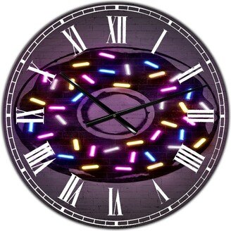 Designart Neon Sugar Fantasy Donut Large Modern Wall Clock - 38