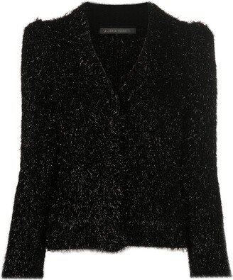 V-neck fluffy jumper