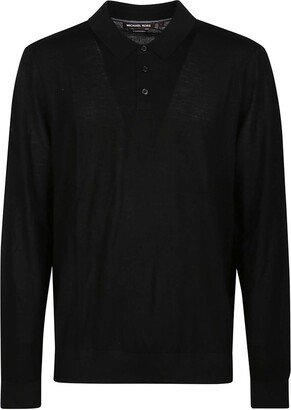 Long-Sleeved Knitted Polo Shirt-AB