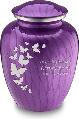 Custom Engraved Medium Pearl Embrace Butterflies Cremation Urn