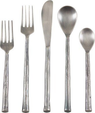 Saro Lifestyle Textured Design Industrial Modern Stainless Steel Flatware - Set of 5