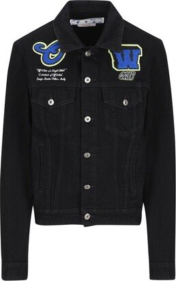 Buttoned Long-Sleeved Denim Jacket-AC