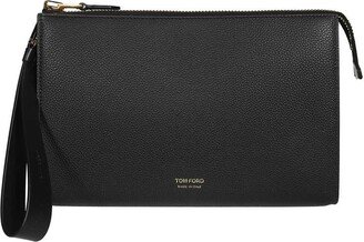 Logo Detailed Zipped Clutch Bag-AB