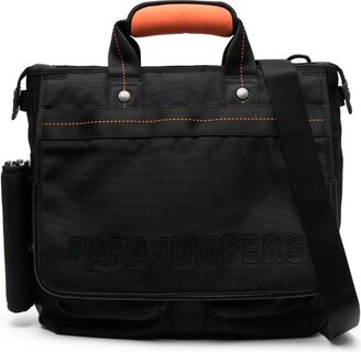 Logo-Patch Leather Laptop Bag