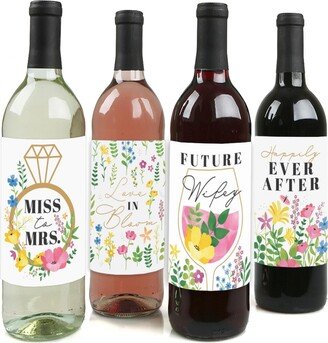 Big Dot Of Happiness Wildflowers Bride Boho Floral Bridal Shower Wine Bottle Label Stickers 4 Ct