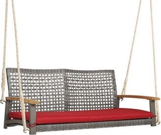 2-Person Patio Wicker Hanging Swing Chair - 55 x 27 x 21.5