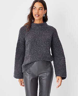 Petite Boucle Mock Neck Sweater