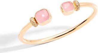 18kt rose gold Nudo quartz and diamond bangle bracelet