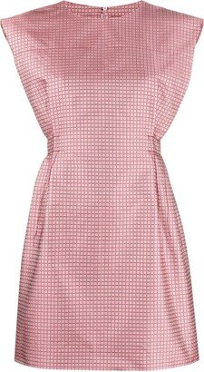 Checkered-Jacquard Satin Minidress