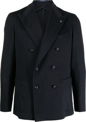 Peak-Lapels Double-Breasted Blazer-AA