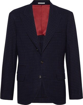 Virgin Wool And Silk Macro Hounds Tooth Deconstructed Blazer