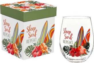 17 OZ Stemless Glass w/Box, Sleep Surf Repeat