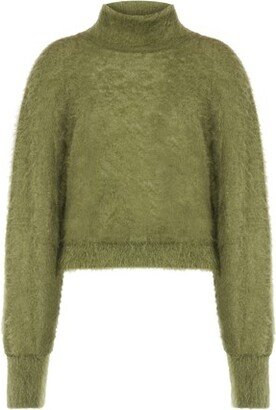 Brushed mohair turtleneck sweater