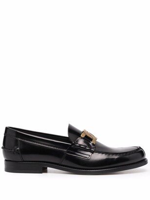 Chain-Embellished Leather Loafers