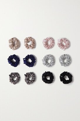 Set Of 12 Mini Silk Hair Ties - One size