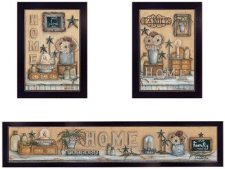 Where Family Friends Gather 3-Piece Vignette by Mary Ann June, Black Frame, 38