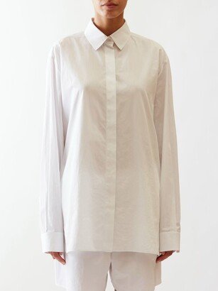 Derica Concealed-button Cotton-poplin Shirt