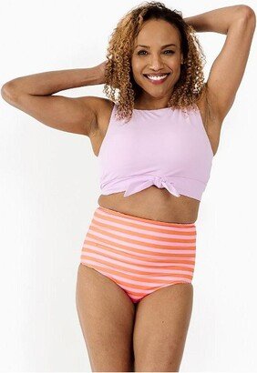 Lime Ricki Swimwear Lime Ricki Women's Groovy Blooms/Sherbert Stripe Reversible Ultra High-Waist Bottom - 2X