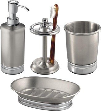 mDesign Metal Bathroom Vanity Countertop Accessory Set - 4 Pieces - Split Finish