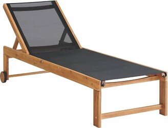 Sunapee Acacia Wood Outdoor Lounge Chair with Mesh Seating - Natural