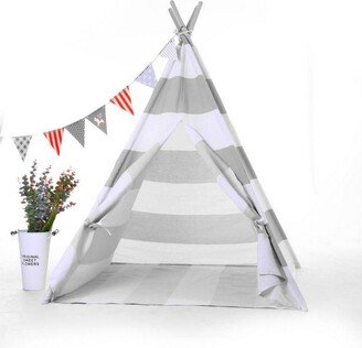 ToysLand Natural Cotton Canvas Teepee Tent for Kids Indoor & Outdoor Use - 2pc