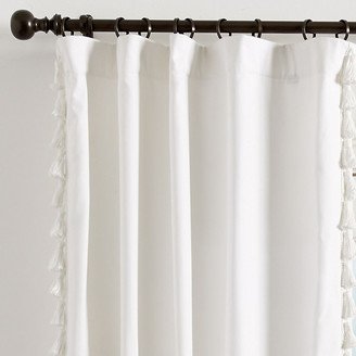 Tassel Trim Drapery Panel Super White Twill 50W x 108L