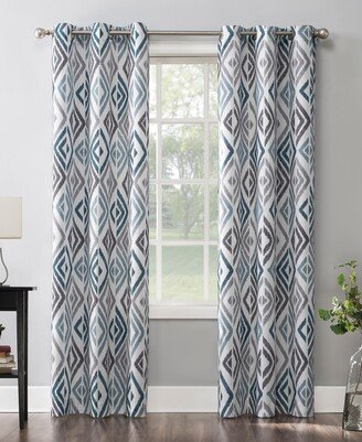 No. 918 Amadi Ikat Geometric Semi-Sheer Grommet Curtain Panel, 40 x 95