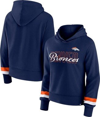 Women's Branded Navy Denver Broncos Over Under Pullover Hoodie