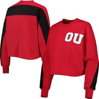 Women's Gameday Couture Crimson Oklahoma Sooners Back To Reality Colorblock Pullover Sweatshirt