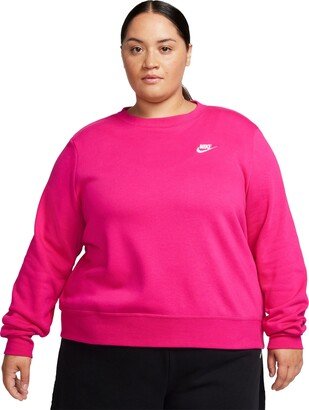 Plus Size Active Sportswear Club Crewneck Fleece Sweatshirt