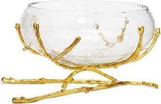 Glass Bowl with Gold Twig Base - 11