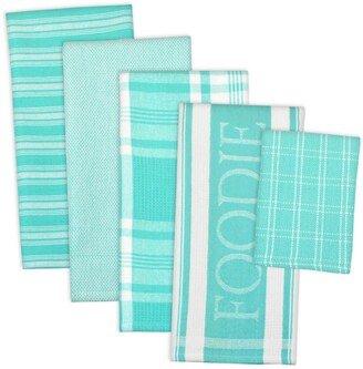 Assorted Foodie Dishtowel and Dishcloth, Set of 5