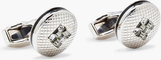 Rhodium-plated, Swarovski crystal and enamel cufflinks