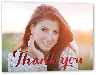 Thank You Cards: Luminous Gratitude Thank You Card, Red Foil, Luxe Double-Thick Cardstock, Square