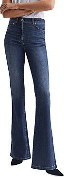 Petites Beau Skinny Flare Jeans in Mid Blue