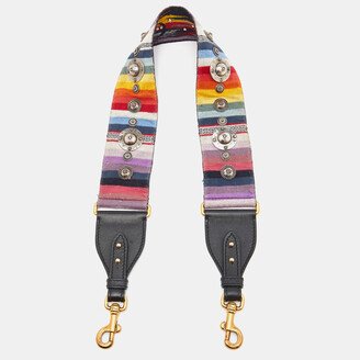 Multicolor Studded Canvas and Leather Bohemian Inspired Shoulder Strap