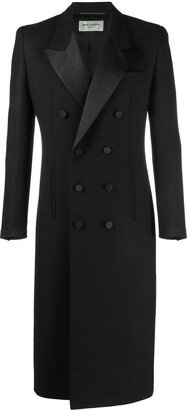 Double-Breasted Silk-Lapel Coat