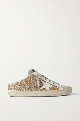 Super-star Sabot Distressed Glittered Leather And Suede Slip-on Sneakers - IT36