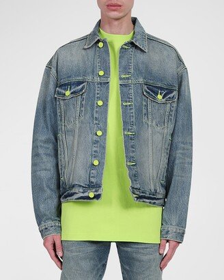 Men's Neon Pop Oversized Jean Jacket