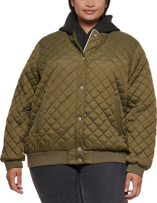 Plus Size Quilted Bomber Jacket