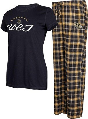 Women's Concepts Sport Black, Gold Ucf Knights Arctic T-shirt and Flannel Pants Sleep Set - Black, Gold