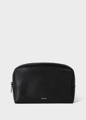 Black Leather Signature Wash Bag