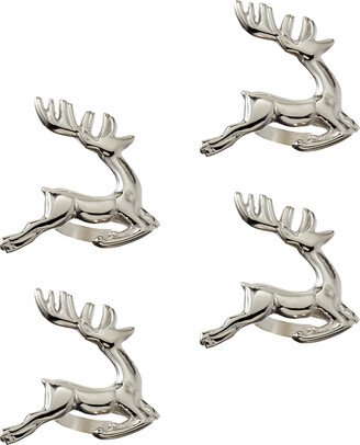 Reindeer Napkin Rings Silver Set of 4